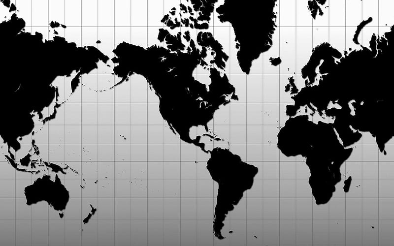 World Map Black, Gray World Map, HD wallpaper