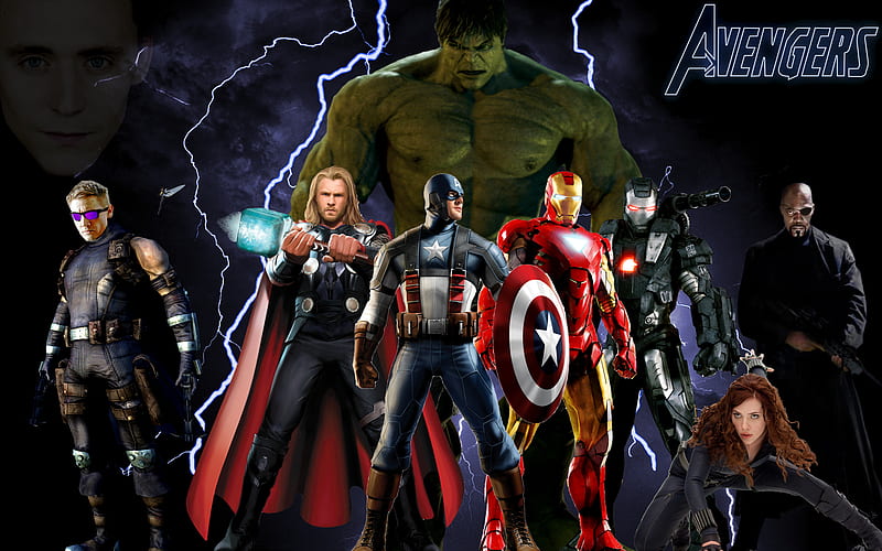 Hulk, Iron Man, Captain America, Avengers, Movie, Thor, Black Widow, Hawkeye, Nick Fury, The Avengers, Loki (Marvel Comics), Natasha Romanoff, War Machine, HD wallpaper