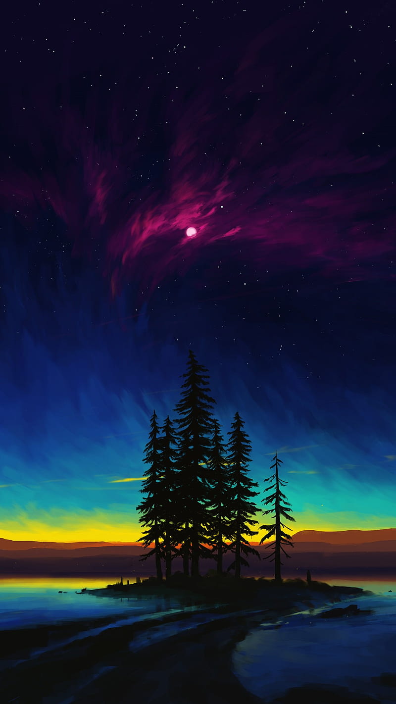 Chaotic Sky, aurora, borealis, landscape, nature, night, starry, winter, HD phone wallpaper