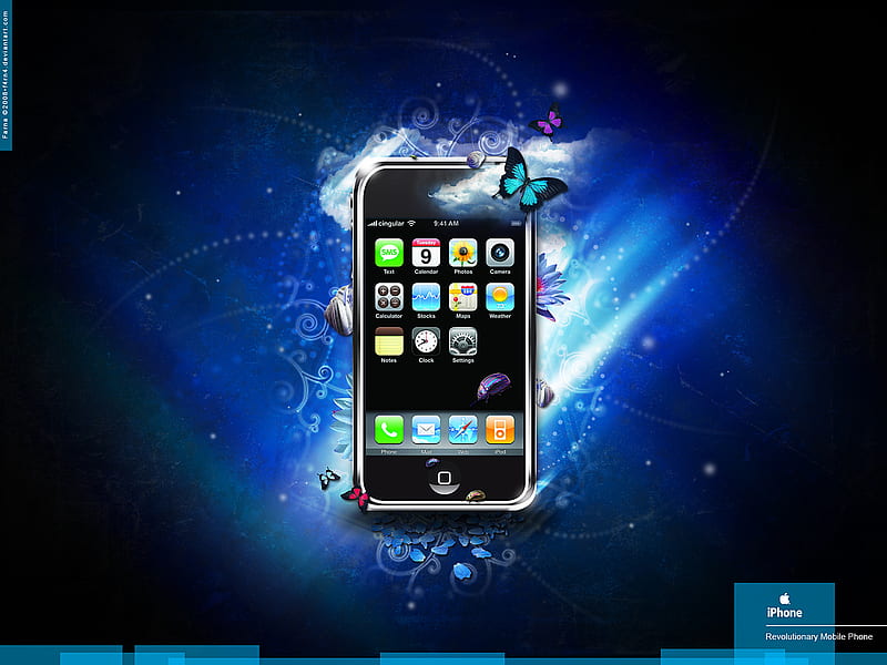 iphone 3g, iphone, 3g, fantasy, blue, HD wallpaper