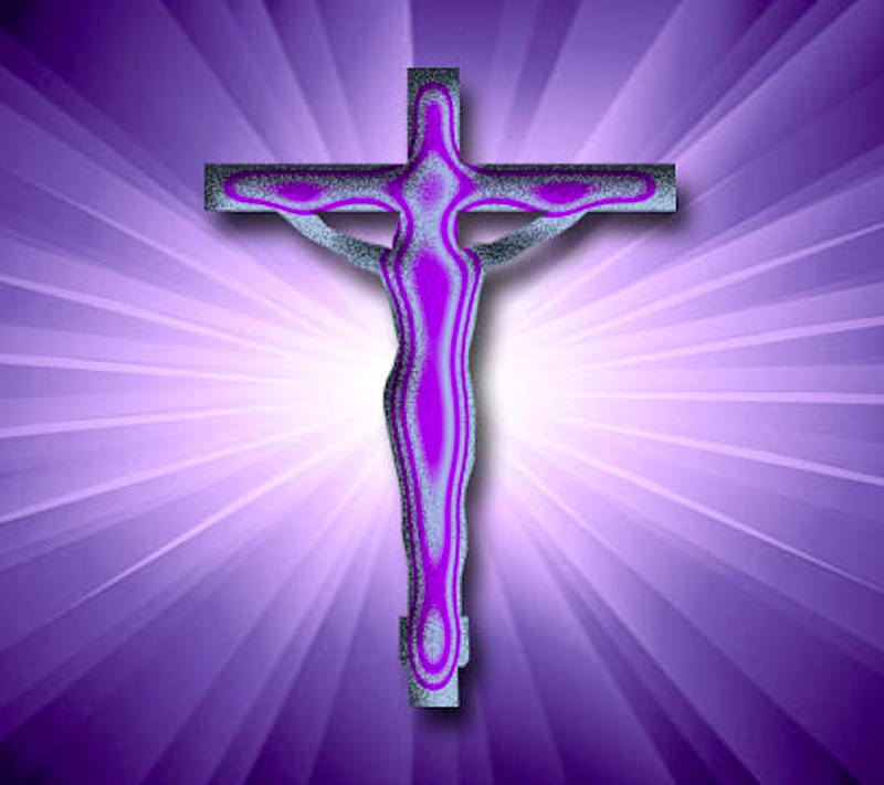 Purple Jesus Cross, christian, church, cross, jesus, pray, purple, religion, HD wallpaper