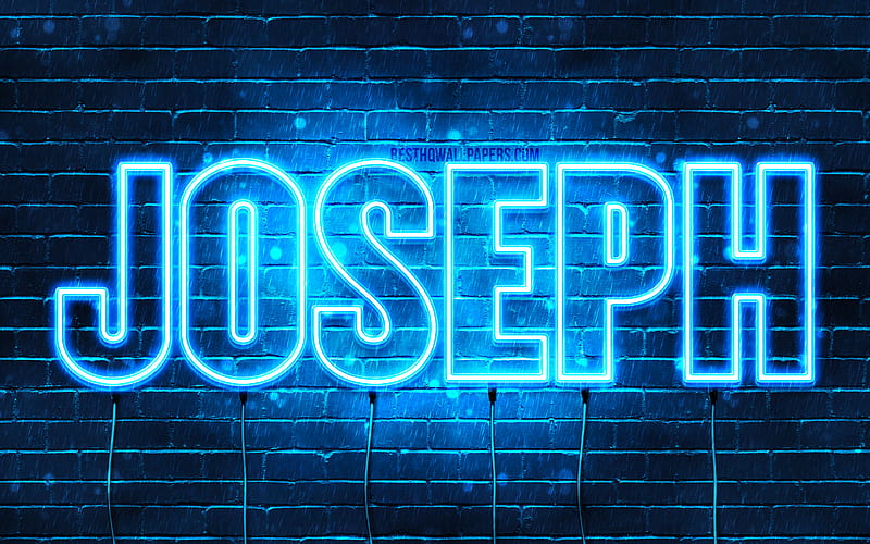 Joseph with names, horizontal text, Joseph name, blue neon lights, with Joseph name, HD wallpaper