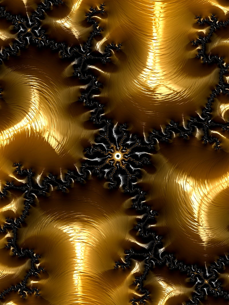 fractal, gold, gloss, surface, embossed, HD phone wallpaper