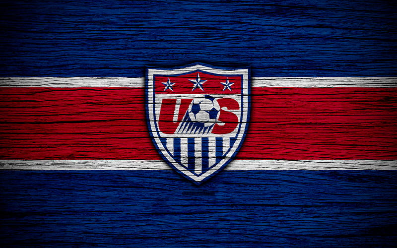 USA national football team, logo, North America, football, wooden texture, soccer, USA, emblem, South American national teams, USA soccer team, HD wallpaper
