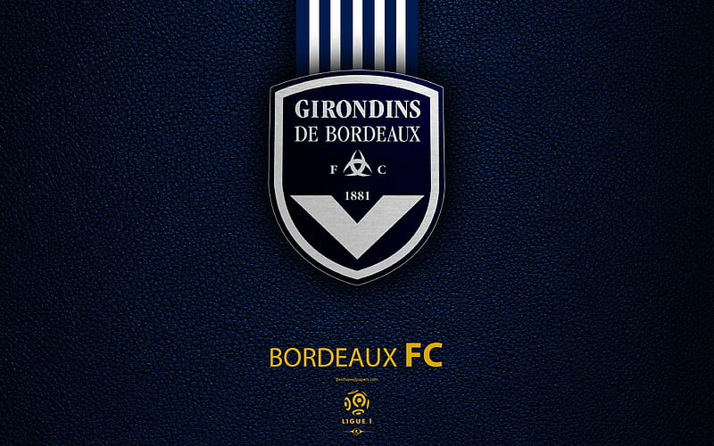 FC Girondins Bordeaux French football club, Ligue 1, leather texture, Bordeaux logo, emblem, Bordeaux, France, football, HD wallpaper