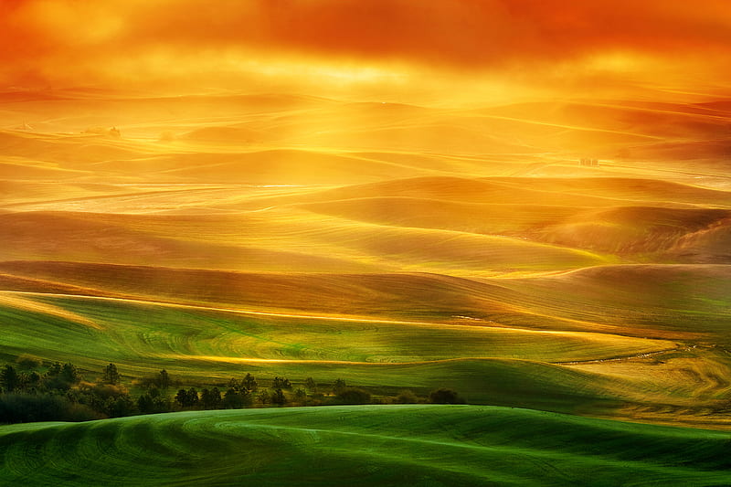 HTC Hill, cloud, grass, landscape, one, yellow, HD wallpaper