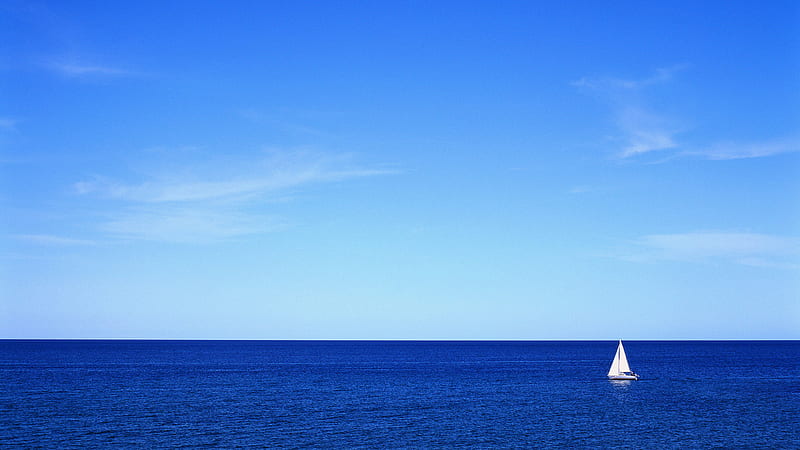 Oh God, my boat is so small...but your sea is so big!, boat, sky, sea, sail, HD wallpaper