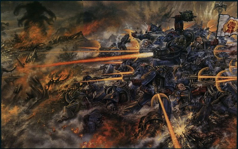 The crimson fist's, tyranids, crimson fists, 000, space marines, warhammer 40, HD wallpaper