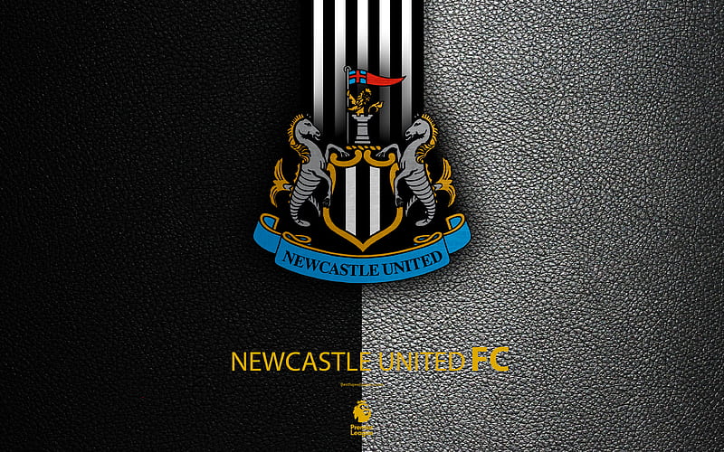 Newcastle United FC English football club, leather texture, Premier League, logo, emblem, Newcastle upon Tyne, England, United Kingdom, football, HD wallpaper