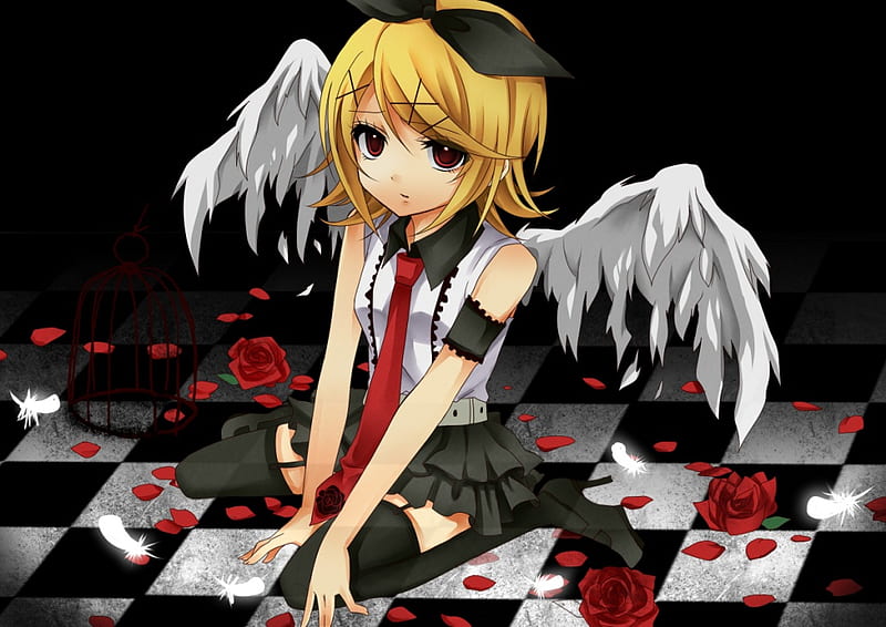 Lexica - Anime girl. Straight A student. Wearing black and white dress.  White headband.