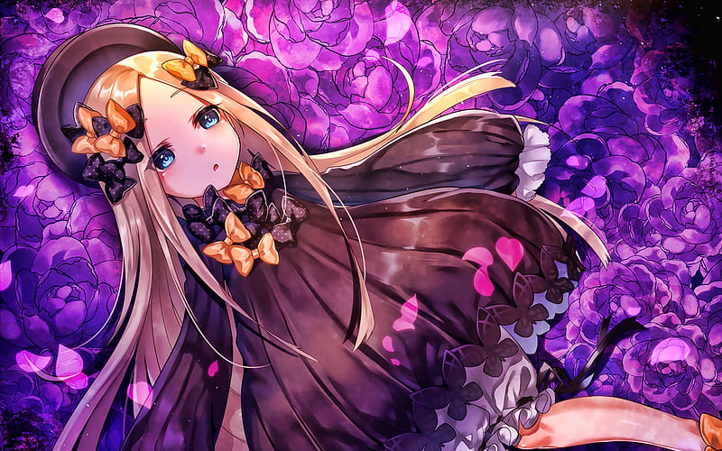Abigail Williams, violet flowers, Fate Grand Order, Foreigner, Fate Series, protagonist, manga, TYPE-MOON, HD wallpaper