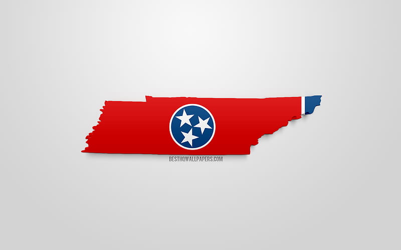 3d flag of Tennessee, map silhouette of Tennessee, US state, 3d art, Tennessee 3d flag, USA, North America, Tennessee, geography, Tennessee 3d silhouette, HD wallpaper