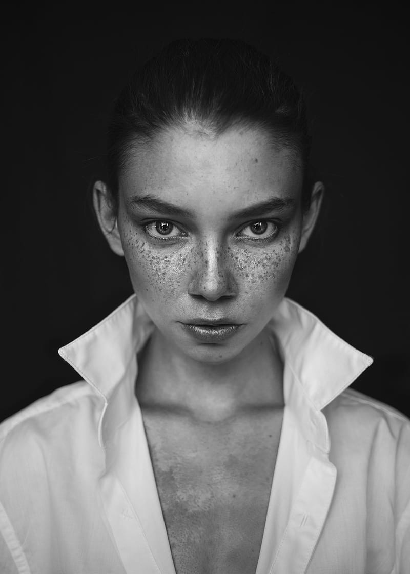 women, model, portrait, simple background, freckles, face, , portrait display, HD phone wallpaper