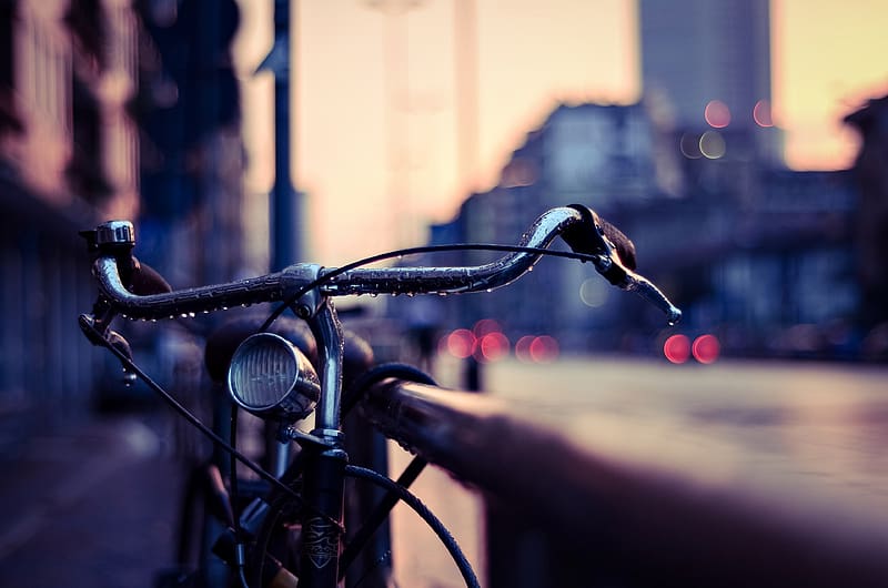 Rain, City, Bike, Bicycle, Vehicles, HD wallpaper