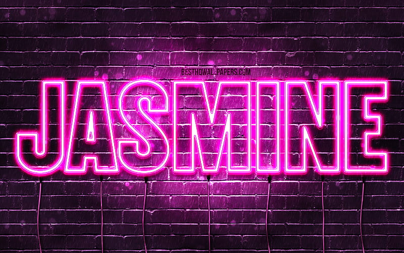 Jasmine with names, female names, Jasmine name, purple neon lights, horizontal text, with Jasmine name, HD wallpaper