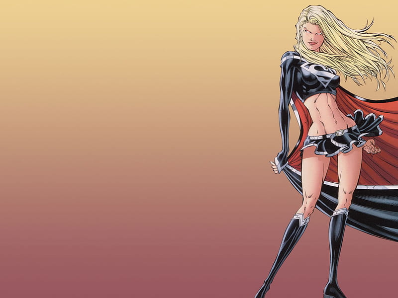 SuperGirl, black, uniform, kara zor-el, kryptonian, HD wallpaper