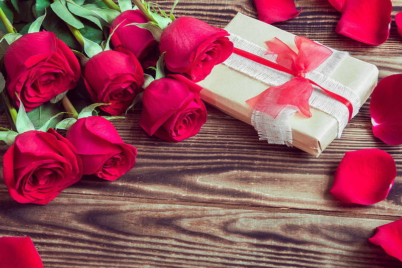 Holiday, Valentine's Day, Flower, Gift, Romantic, Rose, Still Life, HD wallpaper