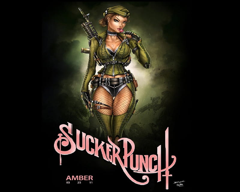 Amber (Sucker Punch), Sucker, Woman, Fantasy, Guns, Zombies, HD wallpaper