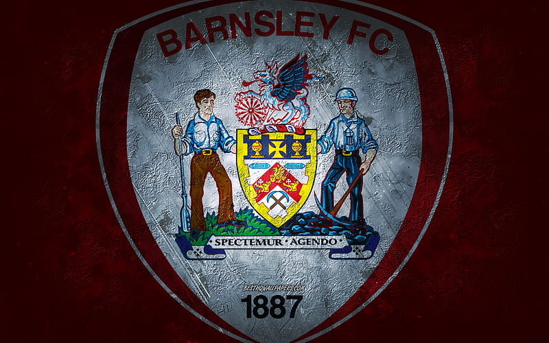 Barnsley FC, English football team, red background, Barnsley FC logo, grunge art, EFL Championship, Barnsley, football, England, Barnsley FC emblem, HD wallpaper