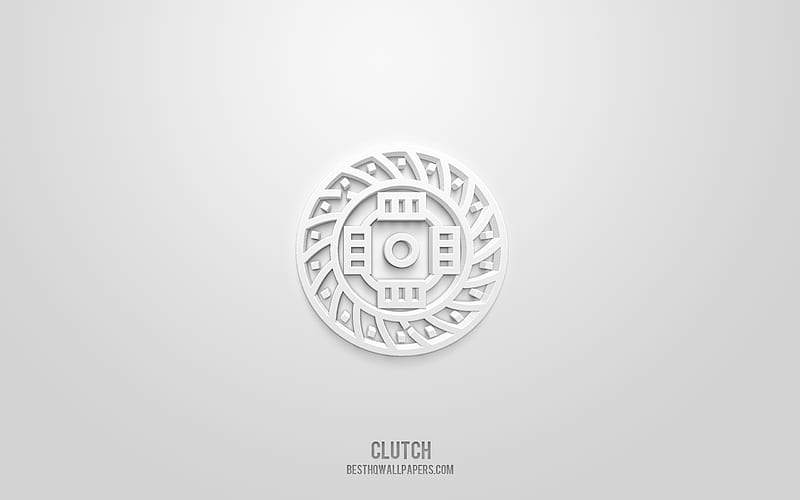 Clutch 3d icon, white background, 3d symbols, Clutch, Car parts icons, 3d icons, Clutch sign, Car parts 3d icons, HD wallpaper
