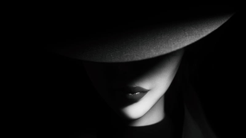 dark woman, hat, lips, Fantasy, HD wallpaper