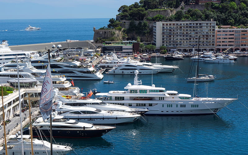 Harbor in Monaco, yachts, water, Monaco, harbor, sea, HD wallpaper