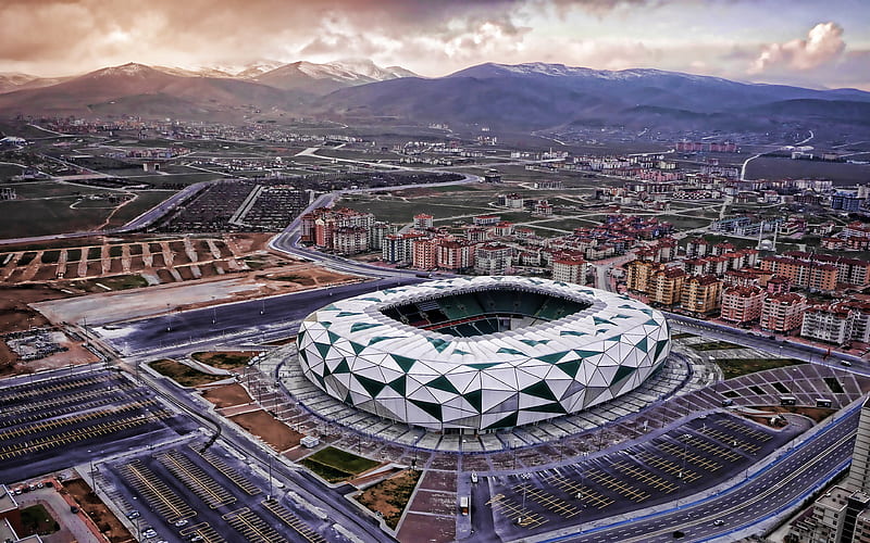Torquay Arena sunset, aerial view, soccer, Konya City Stadium, Konyaspor Stadium, Konya, Turkey, turlish stadiums, HD wallpaper