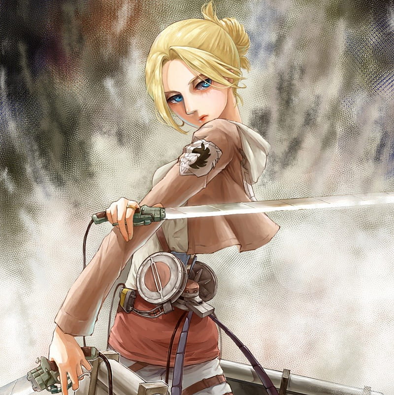 Annie Leonhardt, blond, angry, blade, attack on titan, anime, hot, anime girl, weapon, long hair, sword, female, blonde, blonde hair, Shingeki no Kyojin, sexy, abstract, blond hair, cute, warrior, girl, sinister, serious, HD phone wallpaper