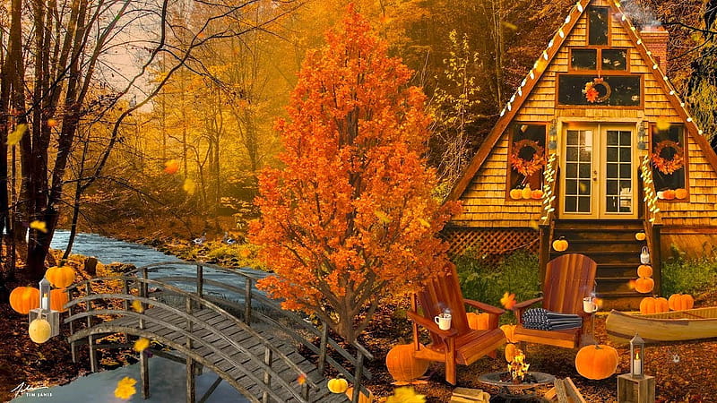 Beautiful Relaxing Music, Peaceful Soothing Instrumental Music, Autumn Cozy Cottage, Fall Cabin, HD wallpaper