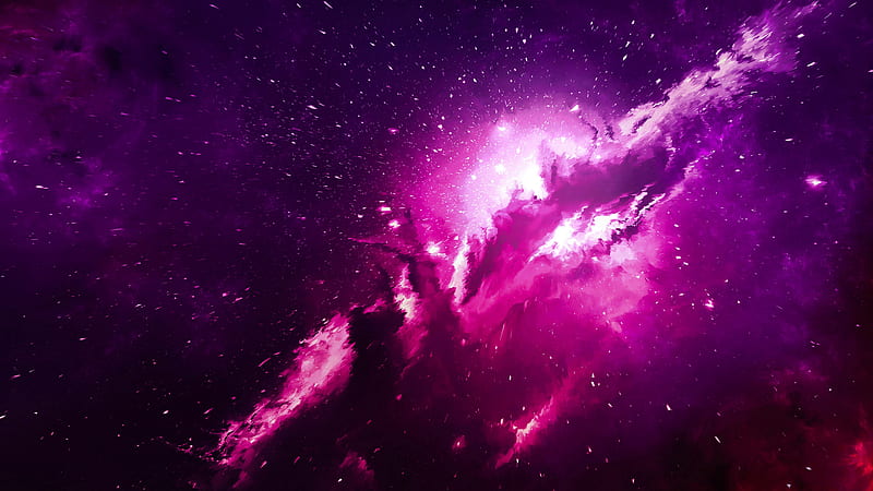 nebula, sparkles, light, cloud, purple, HD wallpaper