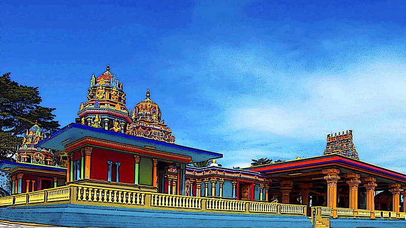 golden temple , hindu temple, temple, landmark, place of worship, building, Blue Temple, HD wallpaper