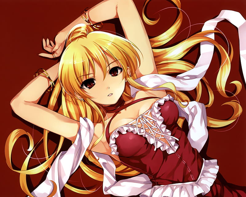 Beauty Blond Red Dress Girl Anime Long Hair Beautyful Hd Wallpaper Peakpx 