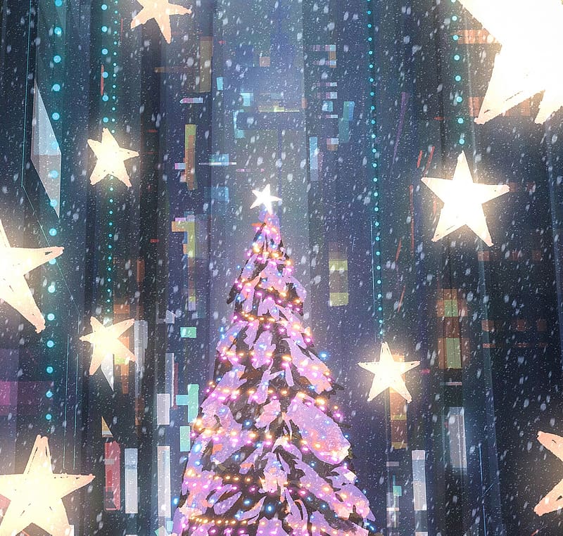 Pink Christmas Tree, pink, fantasy, craciun, christmas, luminos, stars, tree, surendra rajawat, HD wallpaper