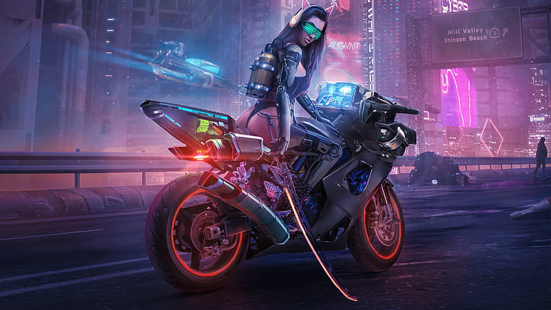 Cyborg Rider Biker , cyborg, biker, scifi, artist, artwork, digital-art, HD wallpaper