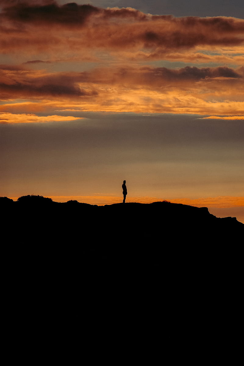 man, silhouette, alone, loneliness, dark, HD phone wallpaper