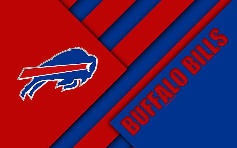 Buffalo Bills logo, NFL, American football, blue red abstraction, material design, Buffalo, New York, USA, National Football League, HD wallpaper