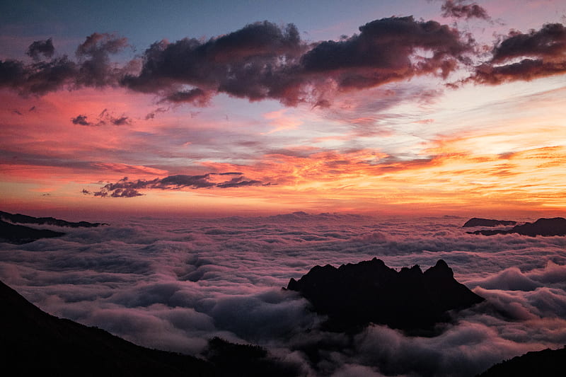 sunset clouds mountain