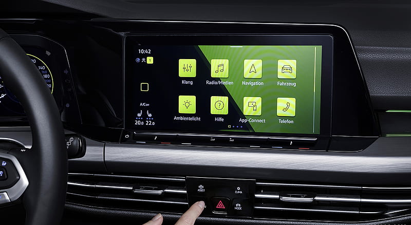 2020 Volkswagen Golf 8 - Customer touches park menu control panel. , car, HD wallpaper