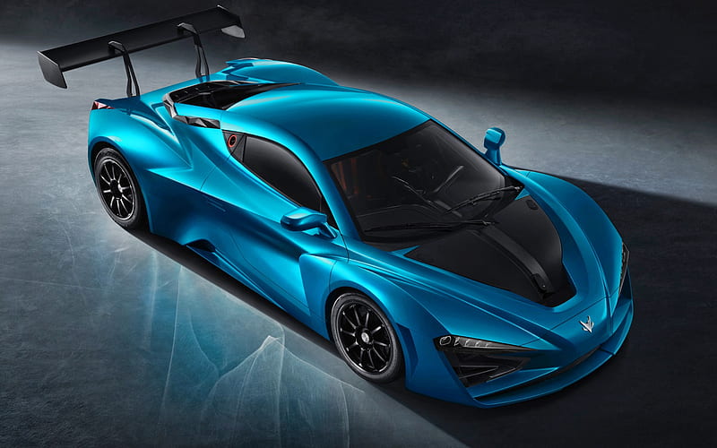 Arcfox-GT Race Edition, 2021, hypercar, front view, blue sports coupe, new blue supercar, Arcfox-GT, HD wallpaper