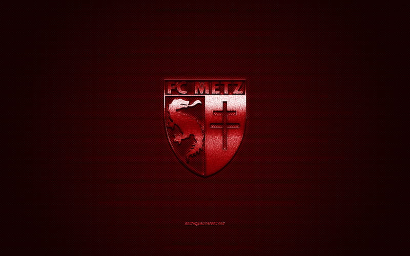 FC Metz, French football club, Ligue 1, Dark Red logo, Dark Red carbon fiber background, football, Metz, France, FC Metz logo, HD wallpaper