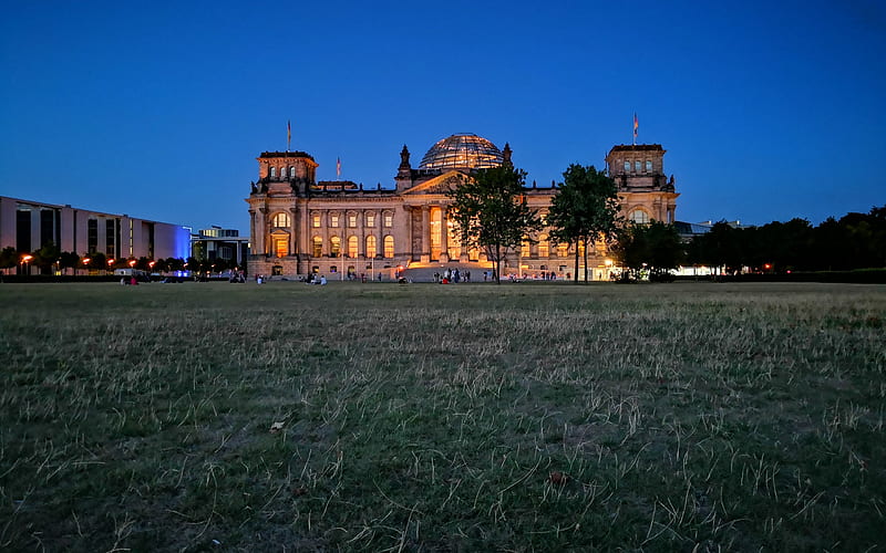 Reichstag building, Berlin, Germany, evening, city lights, building of the state assembly, HD wallpaper