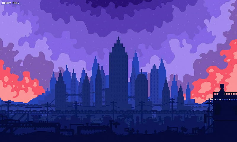 High Skies Pixel Art , pixel, 8-bit, artist, artwork, digital-art, HD wallpaper