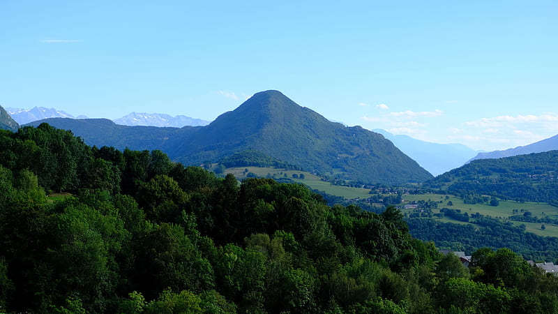 Landscape View Of Green Trees Covered Mountain Under Blue Sky Nature, HD wallpaper