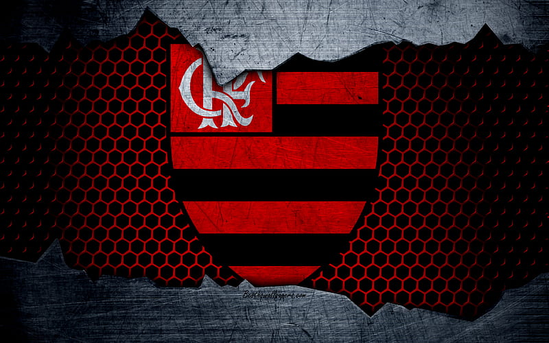 Flamengo Serie A, logo, grunge, Brazil, soccer, football club, metal texture, art, Flamengo FC, HD wallpaper