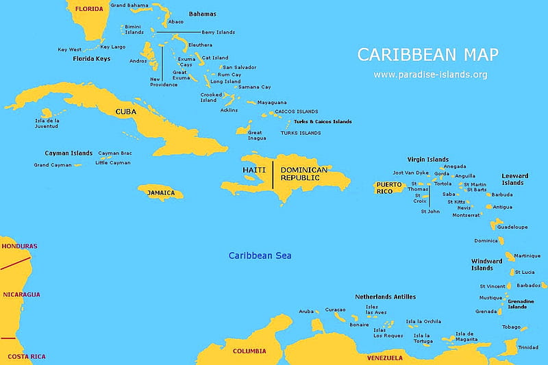 Caribbean Map, islands, travel, geography, caribbean, map, HD wallpaper