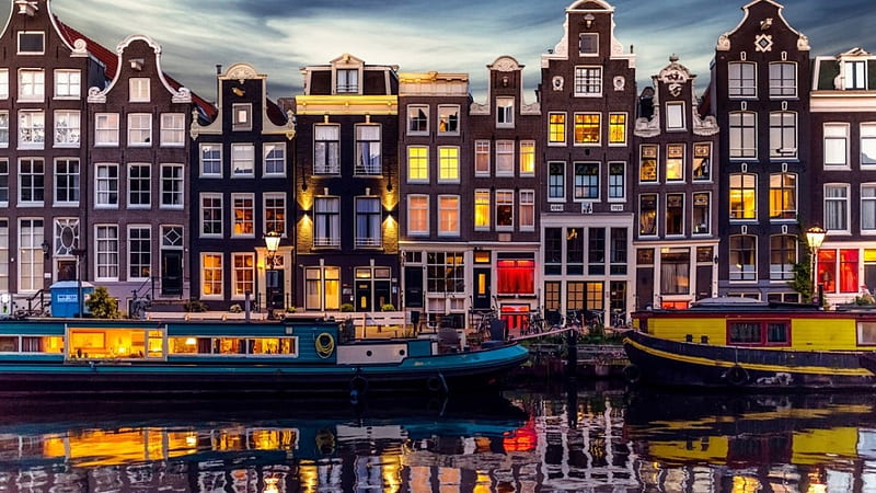 Amsterdam, architecture, city, boats, water, nature, HD wallpaper