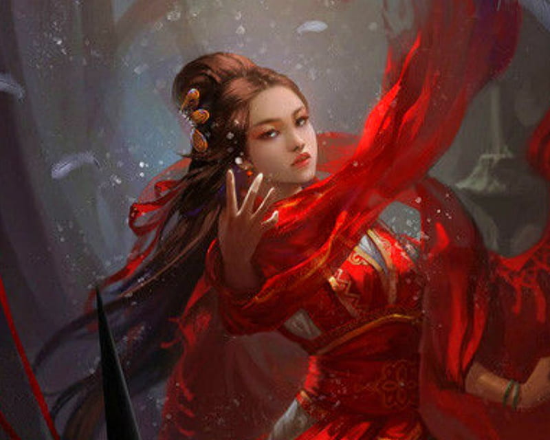 720p Free Download Fantasy Girl Art Red Fantasy Woman Hd