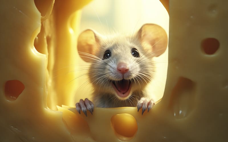 :), neuroset, mouse, fantasy, yellow, smile, cute, funny, cheese, HD wallpaper