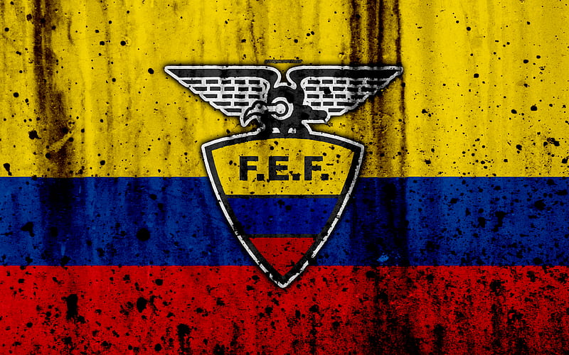 Ecuador national football team emblem, grunge, Europe, football, stone texture, soccer, Ecuador, logo, South American national teams, HD wallpaper