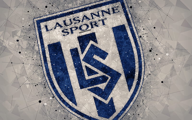 Lausanne FC, Switzerland Super League, creative logo, geometric art, emblem, Switzerland, football, Lausanne, gray abstract background, FC Lausanne, HD wallpaper